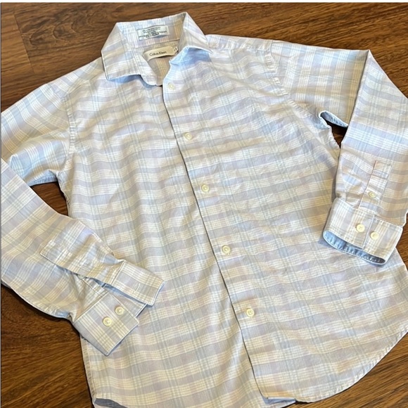 Calvin Klein Men's Light Blue Checkered Shirt - Picture 1 of 8